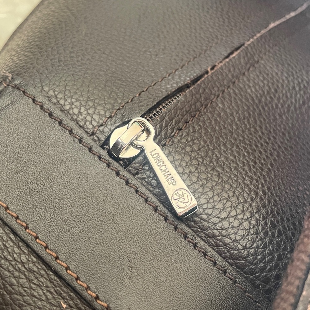 Longchamp le Foulonne dark brown pebbles leather backpack - Picture 6 of 7